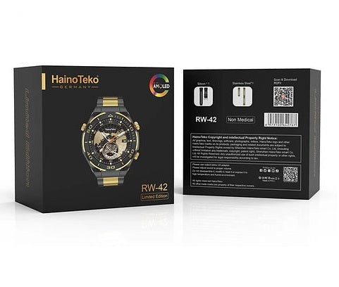 🔹 Short Alt Text

* **“Haino Teko RW-42 Smart Watch with touchscreen display”**
* **“RW-42 Haino Teko smartwatch showing fitness tracking screen”**

