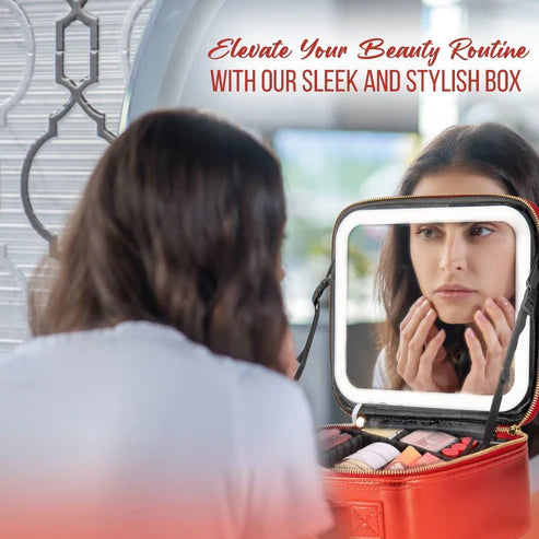 **“Portable LED Makeup Bag with Lighted Mirror & Travel Storage”**