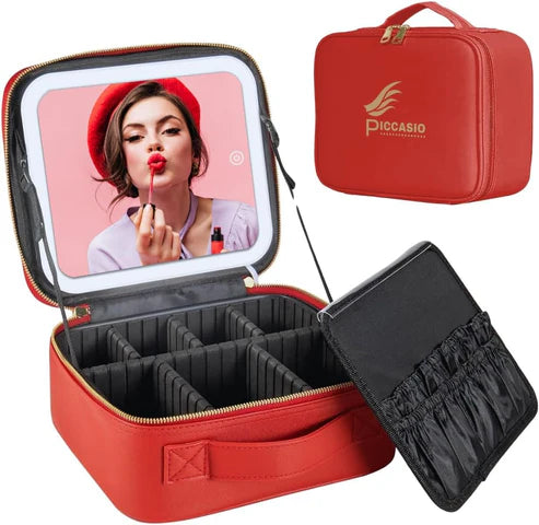 **“Portable LED Makeup Bag with Lighted Mirror & Travel Storage”**