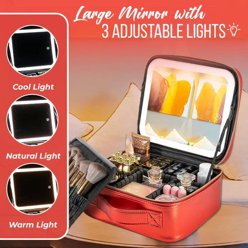 **“Portable LED Makeup Bag with Lighted Mirror & Travel Storage”**