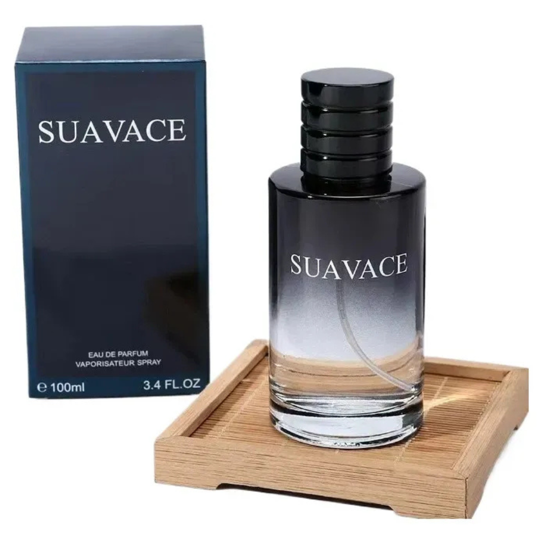 * *SAUVACE 100ml men’s fragrance bottle with a sleek blue-to-black gradient design.*

